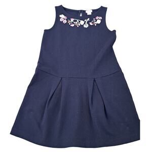 Crewcuts Girl's Navy Floral Neckline Ponte Dress Size 8